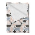 thumbnail image 2 of Whale Soft Flannel Fleece Blanket, Animal Silhouettes with Different Designs Curved Lines Dots and Chevrons, Cozy Plush for Indoor and Outdoor Use, 70" x 90", Slate Blue Peach Black, by Ambesonne, 2 of 5