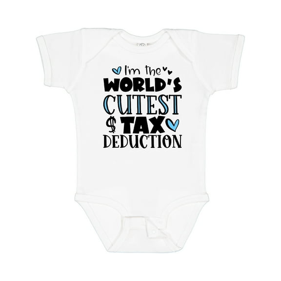 Inktastic I'm the World's Cutest Tax Deduction Blue Hearts Boys or Girls Baby Bodysuit