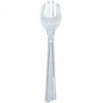 Salad Servers Includes 2 Serving Spoons and 1 Serving Fork Heavy Duty Clear Plastic Serving Utensils Disposable/Reusable Cutlery Serving Set 