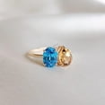 thumbnail image 5 of Natural Swiss Blue Topaz & Citrine Ring, 14K Solid Yellow Gold Blue Topaz Citrine Ring, December Birthstone, Christmas Gift, Toi et Moi Ring, 5 of 10