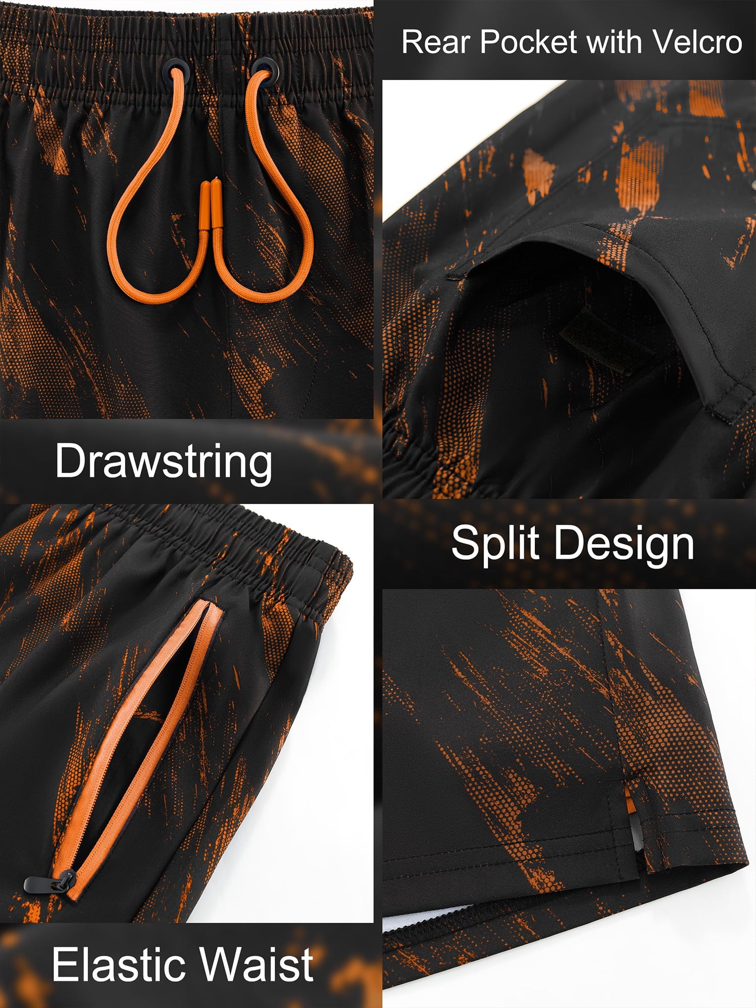 APTRO Mens Swim Trunks with Compression Liner 5 inch Inseam Quick Dry 2 in 1 Beach Bathing suits with Zipper Pockets Orange02 M