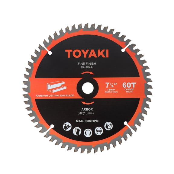 TOYAKI 7-1/4-Inch Circular Saw Blade,  Aluminum Working TCG 60-Tooth Ultra-Fine Finish Saw Blade for Miter Saws Table Saws and Circular Saws