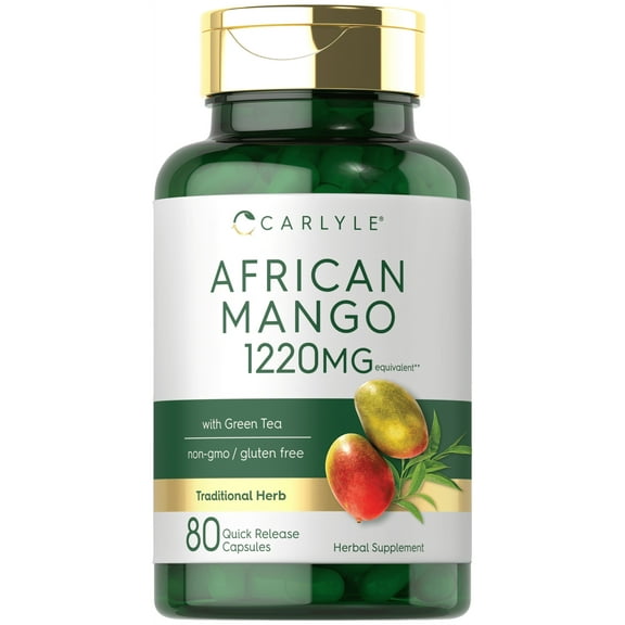 African Mango Supplement 1220mg | 80 Capsules | With Green Tea | By Carlyle