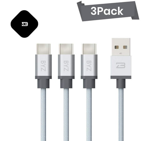 BYZ (3Pack) [USB-IF Certified] 2.1A USB-A to Type-C Cable, USBC to USB Charger Cord [NO Fake Reviews] Compatible with Samsung Galaxy S9 S8 Note 8, Nintendo Switch, OnePlus, Huawei, (Best Face Switch App)