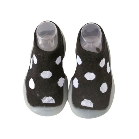 

Ritualay Toddler Sock Shoes First Walker Floor Slippers Rubber Sole Socks Lightweight Casual Slipper House Bedroom Non-Slip Home Shoe Black 3C