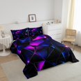 thumbnail image 3 of Erosebridal Chic Geometric Bedding Twin Comforter Set, Black Purple Down Comforter, Modern Abstract Decor, Reversible 2pcs, 3 of 8