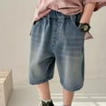 thumbnail image 2 of Xudanell Boys Jean Shorts Boys Jean Shorts Loose Fashion Denim Shorts with Pockets Boys Cargo Shorts Blue 4-5 Years, 2 of 7