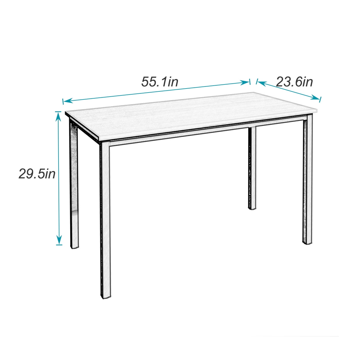 SOGES 55 inches Large Office Desk Writing Desk, Teak & Black