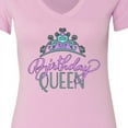 thumbnail image 4 of Inktastic Birthday Queen with Pink and Purple Tiara Women's V-Neck T-Shirt, 4 of 5