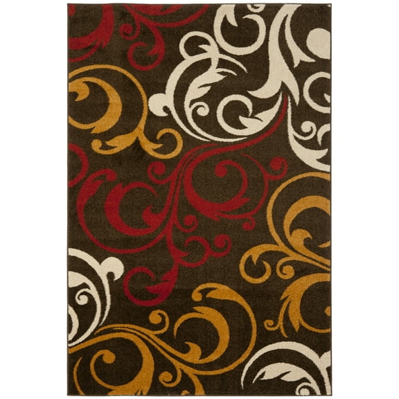 SAFAVIEH Newbury Ethelbert Abstract Floral Area Rug, Brown/Gold, 5'1" x 7'6"