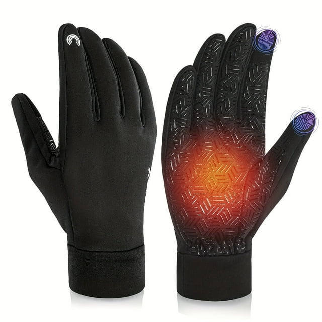 CHUANK RIGWARL 1 Pair Winter Cycling Gloves Windproof Gloves Outdoor Gloves Two-finger Touch Screen Non-slip Silicone With Reflective Strip For Men Women