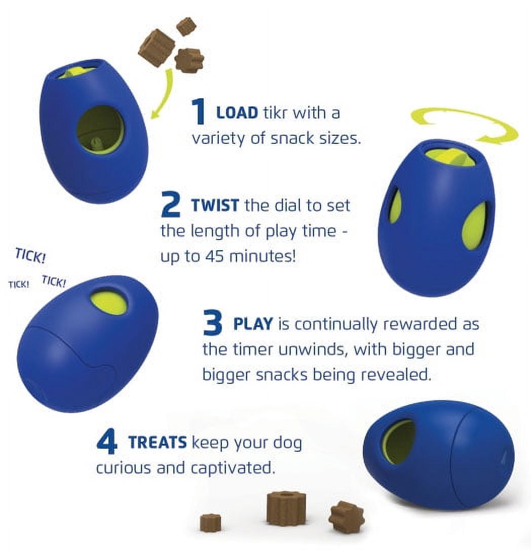 SBARK Tikr Interactive Treat Toy for Dogs with Treats, Blue, Large