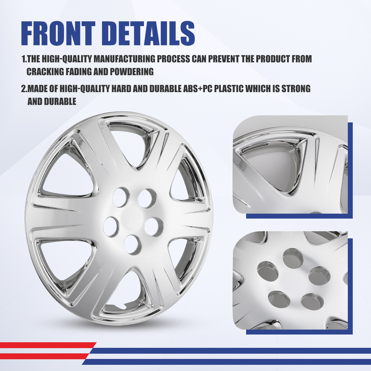 (Set of 4)15 inch Hubcaps for Toyota Corolla 2005-2008,Wheel Rim Cover Compatible with Steel Wheels,ABS+PC Material,Chrome