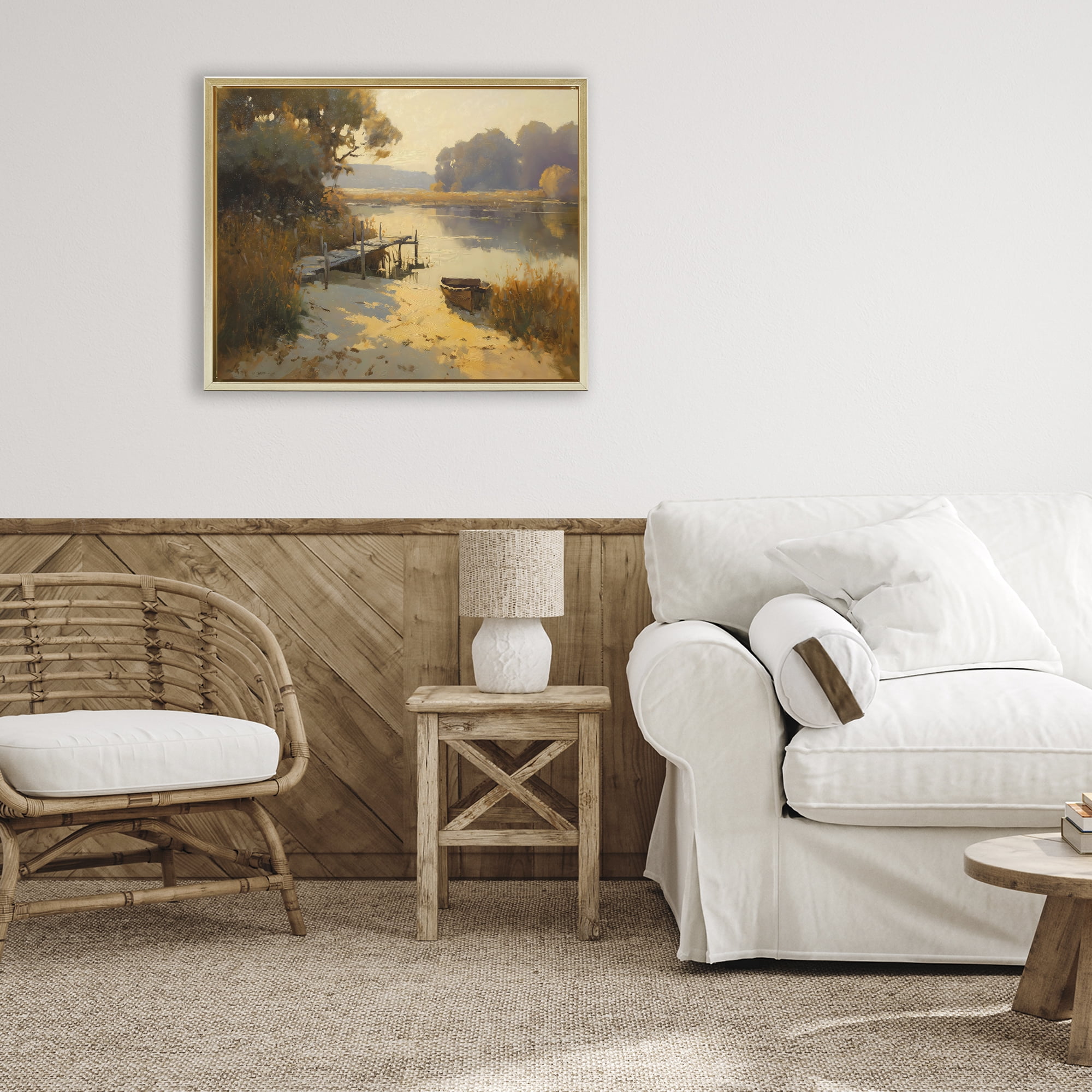 Golden Hour in Autumn Gold Framed Floater Canvas Wall Art, design by Arlington Prints