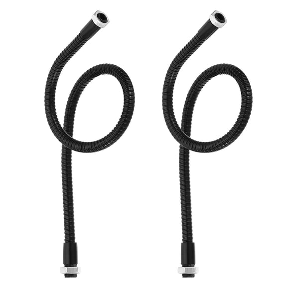 Uxcell 15.7" Gooseneck Hose, 2 Pcs M10 to M8 Fine Thread Bendable Metal Hose Flexible Arm Tube Extension, Black