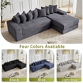 thumbnail image 6 of Oversize Cloud Couch, L-Shape Sofa, Convertible Floor Sleeper Sofa Bed, No Assembly ,Eight pillows,3-in-1,Magazine bag,(Right Facing Sofa),4 Seat,Corduroy,Dark Gray, 6 of 18