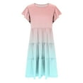 thumbnail image 4 of NTACZA Robe Fille à Manches Courtes, Robe Midi à Volants, Jeunesse, Évasée, Ombre, Robe Soleil Ligne A, 11 Ans, 4 of 8
