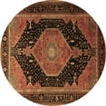 thumbnail image 1 of Ahgly Company Indoor Round Medallion Brown Traditional Area Rugs, 4' Round, 1 of 4