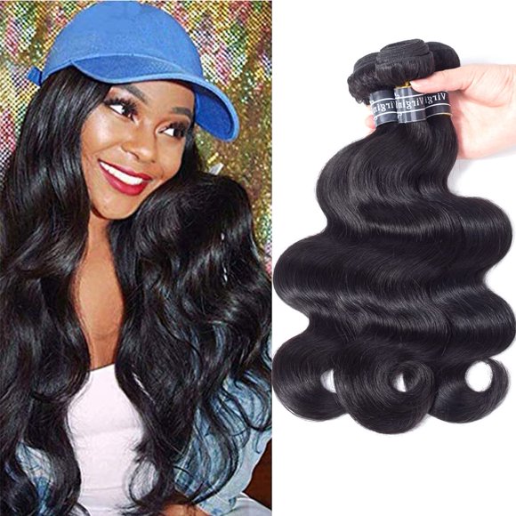 Amella Cheveux 100 % Non Transformés Cheveux Vierges Brésiliens Cheveux Humains Vague Brésilienne 3 Paquets (16 18 20,285g) Extensions de Cheveux Grade 8A Remy Cheveux Humains Couleur Noire Naturelle