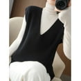 thumbnail image 5 of Baqcunre Womens Vest Top Trendy, Autumn & Winter Women's Knitted Sweater Vest Sleeveless V-Neck Pullover Vest Loose Top Soft Knitted Pullover Sweater 1Pc Vest Black XL, 5 of 5