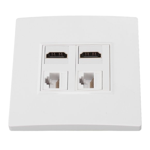 Placa De Pared De Interfaz Multimedia Cat6 HD, Placa De Pared Ethernet Profesional De 4 Puertos Estándar Gigabit 4K HD Para Computadoras Para Discos Duros