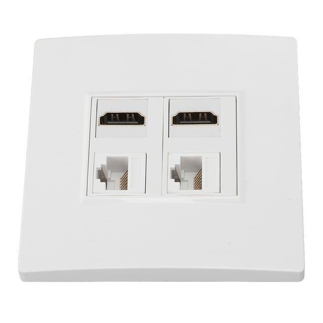 Placa De Pared De Interfaz Multimedia Cat6 HD, Placa De Pared Ethernet Profesional De 4 Puertos Estándar Gigabit 4K HD Para Computadoras Para Discos Duros