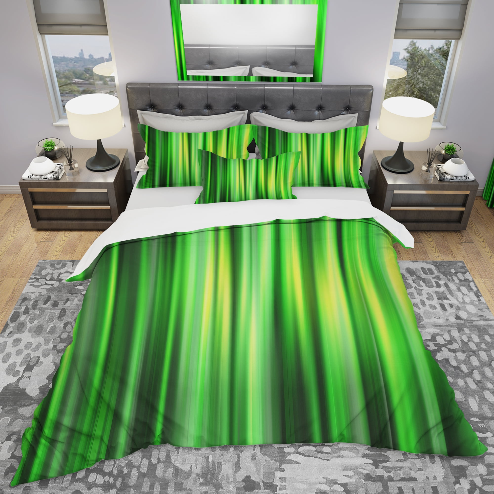 Designart 'Abstract Bamboo' Modern & Contemporary Duvet Cover Set