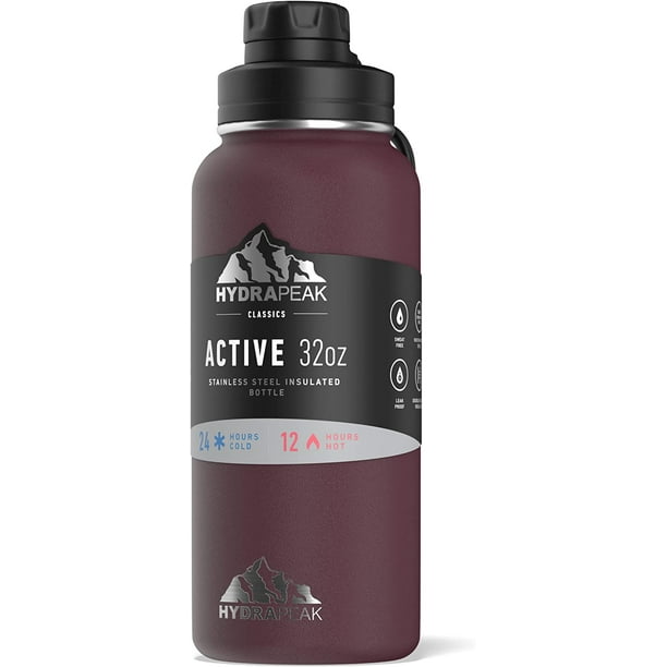 Hydrapeak 32 oz Insulated Water Bottle with Chug Lid Reusable Leak