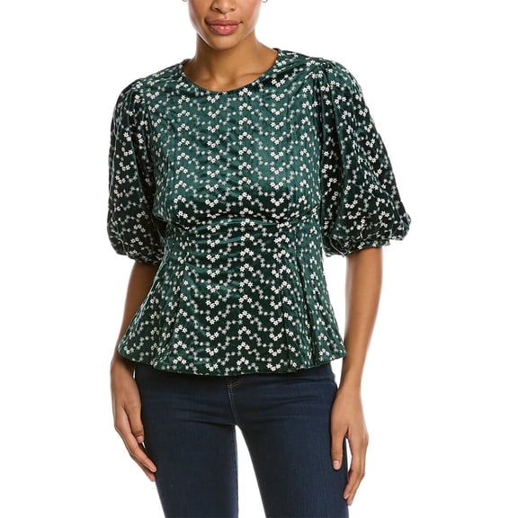 Gracia womens Flower Pattern Peplum Style Top, s