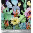 thumbnail image 3 of oneOone Coton Soie Tissu Imprimé Panneau Floral et Cactus 1 Yard 42 Inch Wide, 3 of 3