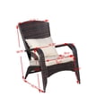 thumbnail image 6 of Gzxs Patio Wicker Chair with Beige Cushions, Outdoor High-Back Chair with Large Seat & Armrests for Deck, Garden & Backyard, Brown, 6 of 10