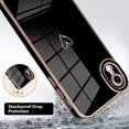 thumbnail image 2 of Luxury Love Heart Compatible with iPhone XR Case Cute for Women & Girls with Glitter Gold Plated Design Upgraded Full Camera Protection Soft TPU Shockproof Phone Cover-Black, 2 of 6