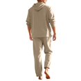 thumbnail image 5 of IWRICH Men's 2 Pieces Linen Set Casual Long Sleeve Button down Hoodies Beach Loose Fir Pants Summer Outfits Khaki L, 5 of 9