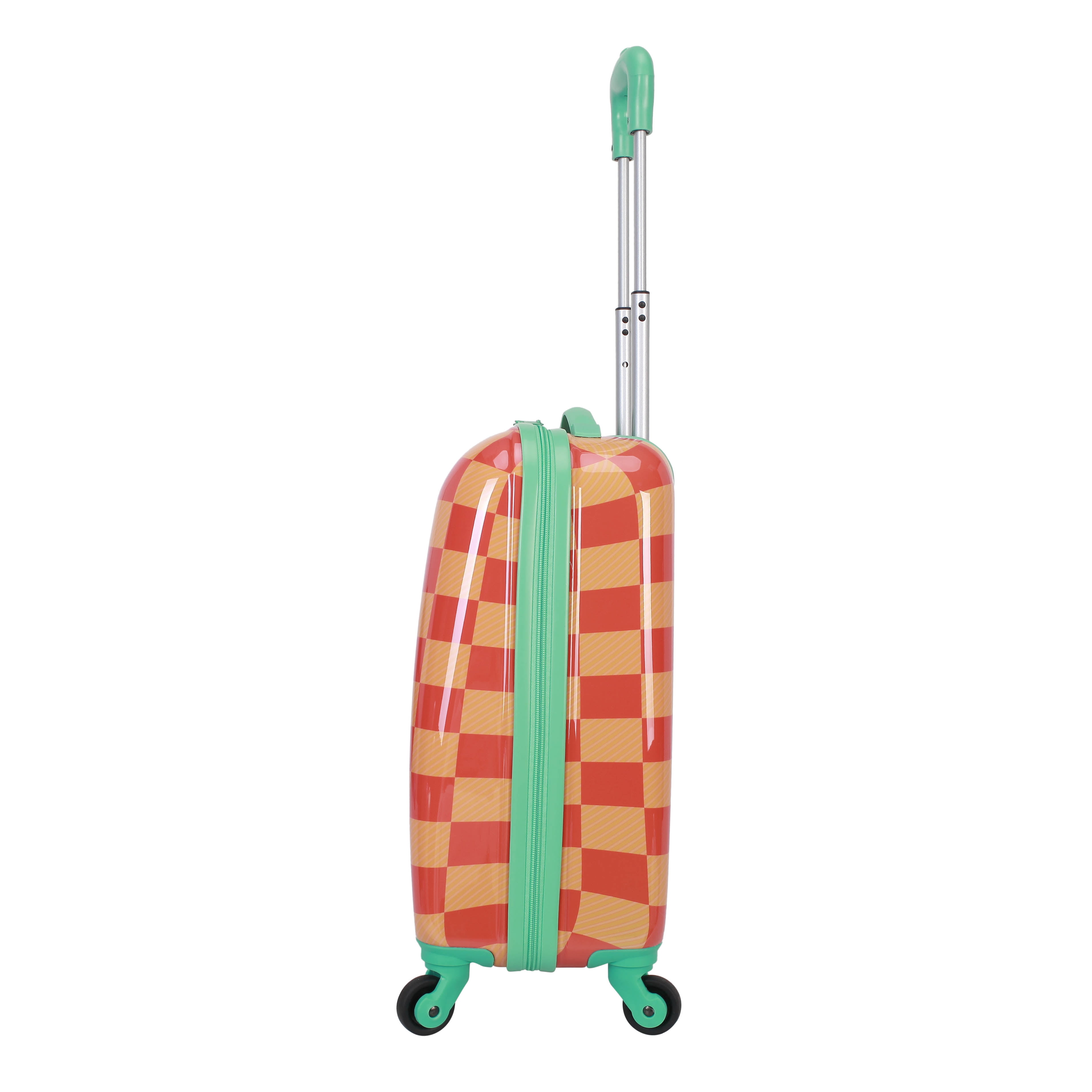 CRCKT Kids Girl 21" Checker Hardside Carry-on Luggage With 360 Spinner Wheels, Exotic Orange, Orange Check