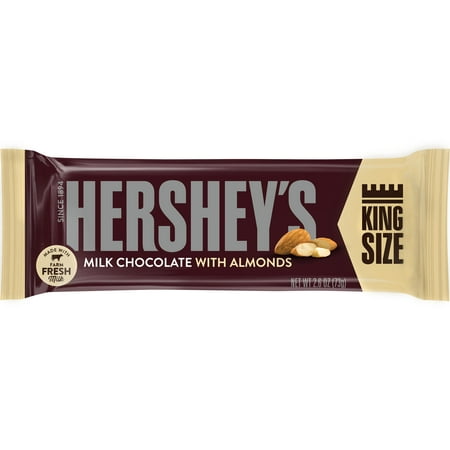 Hersheys, Milk Chocolate with Almonds King Size Candy Bar, 2.6 Oz