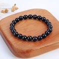 thumbnail image 2 of IBAOLEA Bracelet Extensible Perlé en Pierres Précieuses Perles Rondes 8mm Agate Noire Grande, 2 of 5