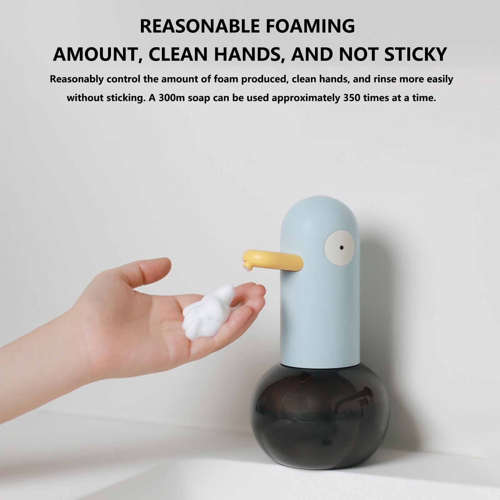 Automatic Soap Dispenser Blue Duck Cute Touchless Design, Infrared Sensor 0.25 Second Foaming for Bathroom Kitchen, IPX4 Waterproof ABS Plastic 400ml Capacity Kids Hand Washing Encouragement