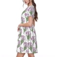 thumbnail image 2 of Goofa Tulips Flowers Pattern Women Summer Short Sleeve Midi Dress with Pockets Casual Aline Flowy Tshirt Dress Vocation Beach Sundress, 2 of 6
