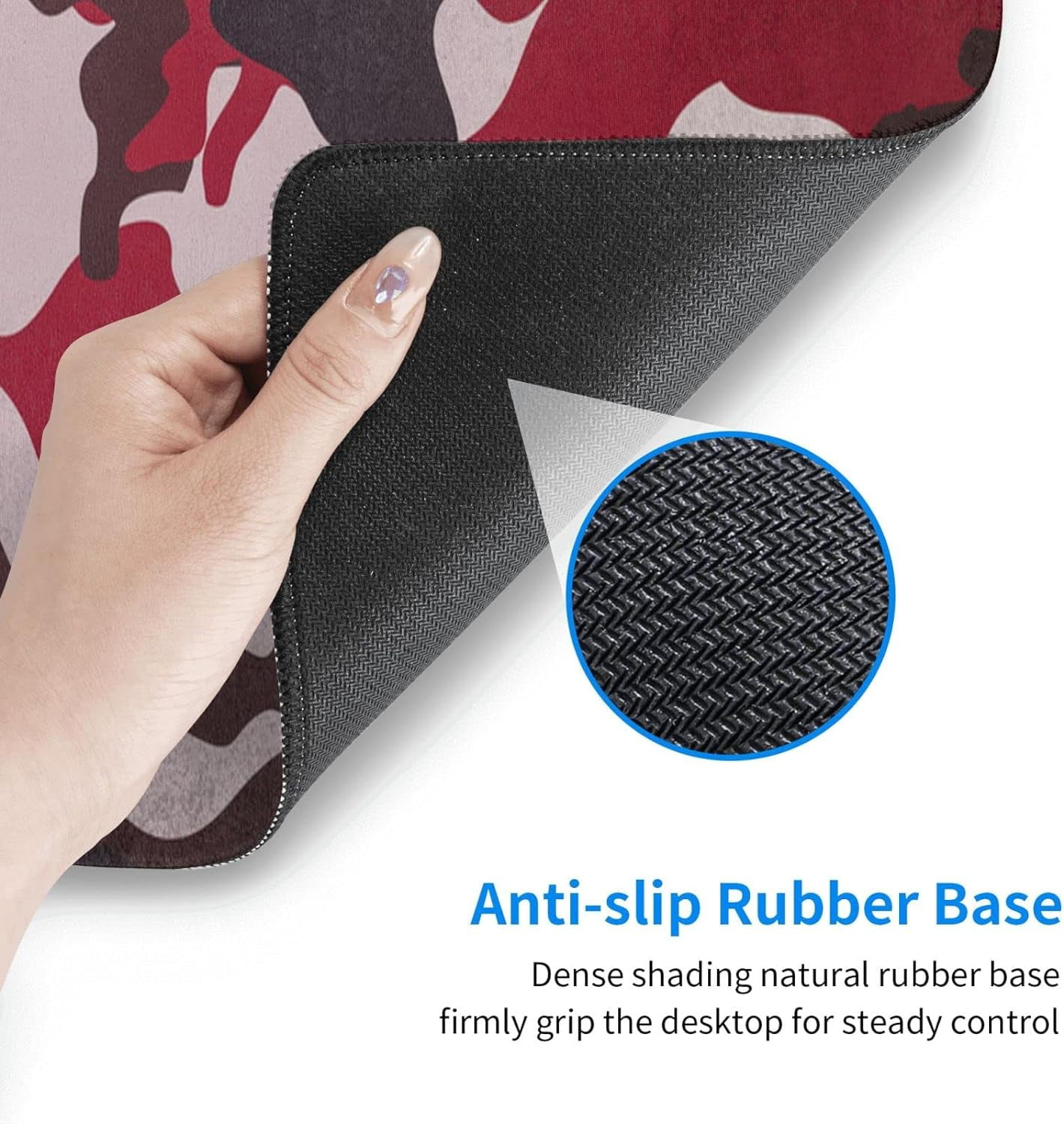 Large Gaming Mouse Pad, XL Mousepad Design with Camouflage, Extended Keyboard Mats for Desk, Waterproof Big Long Computer Deskpad Loptop Pads for Women Office, (Red Black, 31.5 * 11.8 in)