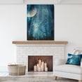 thumbnail image 4 of Designart 'Big Moon in Blue Forest' Large Landscape Print on Natural Pine Wood, 4 of 5