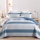 thumbnail image 1 of Juego de edredón WONGS BEDDING, azul, bohemio, con rayas king size, 3 piezas, 1 of 9