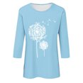 thumbnail image 4 of Plebaso Chemises à Manches 3/4 pour Femmes, Col Rond Décontracté, Hauts Imprimés, Coupe Ample, Blouses Printemps Été 2025 pour Femmes, 4 of 4