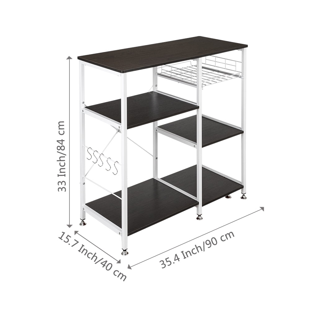 Lowestbest 35.5" Bakers Racks for Kitchen, Kitchen Corner Bakers Rack, Kitchen Food Storage Shelf, Kitchen Shelving and Storage, Microwave Stand for Spice Rack Organizer Workstation, Dark Brown Lowestbest 35.5" Bakers Racks for Kitchen, Kitchen Corner Bakers Rack, Kitchen Food Storage Shelf, Kitchen Shelving and Storage, Microwave Stand for Spice Rack Organizer Workstation, Dark Brown