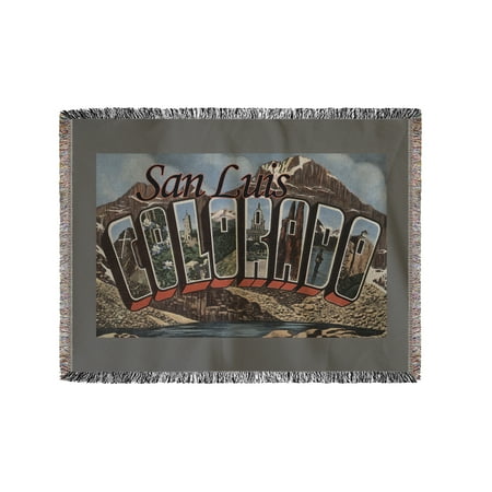 Chenille Colorado Blanket - San Luis, Colorado - Large Letter Scenes (60x80 Woven Chenille Yarn Blanket)