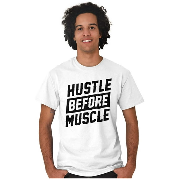Hustle Before Muscle Inspiring Gym Men's Graphic T Shirt Tees Brisco Brands X