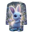 thumbnail image 5 of Easter Shirt for Women Cute Bunny In Flower Basket Graphic Tunic 3/4 Sleeve Crewneck Loose Fit Festival Apparel Holiday Gift For Her, 5 of 5