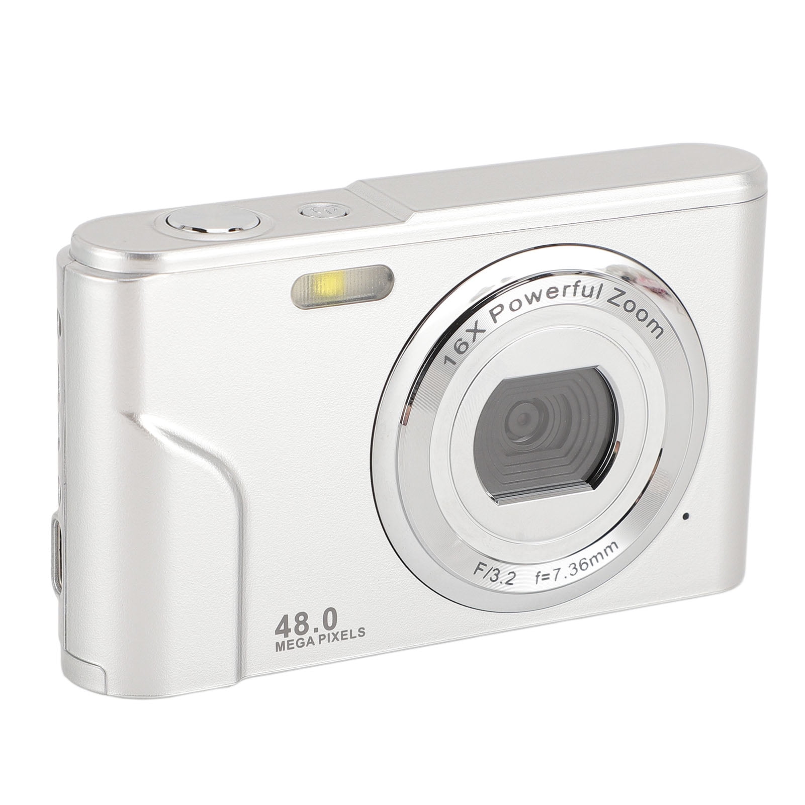 Xirurus 1080P Digital Camera for Kids Adults 48MP Vlogging Point and Shoot 16X Zoom 2.4 Inch / 6.1 cm IPS Display Anti Shake Compact (Silver)
