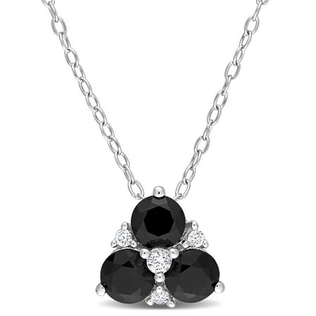 Everly Women's 1.5CT TGW Black Sapphire and Created White Sapphire Sterling Silver Pendant