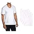 thumbnail image 3 of 4 Pack of Men's 100% Cotton V-Neck T-Shirts, White, Small, 3 of 3