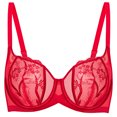 thumbnail image 6 of Deyllo Women's Sexy Lace Bras Plus Size Push Up Underwire Support Non-padded Unlined Demi See-through Balconette Bra, Red 36C, 6 of 7